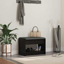 vidaXL Előtér pad Fekete Tölgy 63 x 38 x 45 cm Műanyag Fa és Szövet