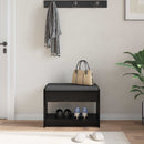 vidaXL Előtér pad Fekete Tölgy 63 x 38 x 45 cm Műanyag Fa és Szövet