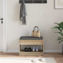 vidaXL Előtér pad Sonoma tölgy 63 x 38 x 45 cm Műanyag Fa és Szövet
