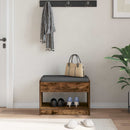 vidaXL Előtér pad Füstölt Tölgy 63 x 38 x 45 cm Műanyag Fa és Szövet