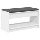vidaXL Előtér pad párnával Fehér 83 x 38 x 45 cm Műanyag Fa és Szövet