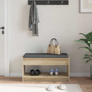 vidaXL Előtér pad Sonoma tölgy 83 x 38 x 45 cm Műanyag Fa és Szövet