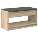 vidaXL Előtér pad Sonoma tölgy 83 x 38 x 45 cm Műanyag Fa és Szövet