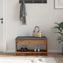 vidaXL Előtér pad Öreg fa 83 x 38 x 45 cm Műanyag Fa és Szövet