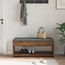 vidaXL Előtér pad Öreg fa 103 x 38 x 45 cm Műanyag Fa és Szövet