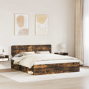 vidaXL Ágykeret fejtámlával Füstölt tölgy 200 x 200 cm Tömör fenyőfa