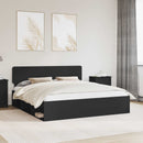vidaXL Ágykeret fejtámlával Fekete 180 x 200 cm Tömör fenyőfa