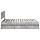 vidaXL Ágykeret fejtámlával Beton 180 x 200 cm Tömör fenyőfa