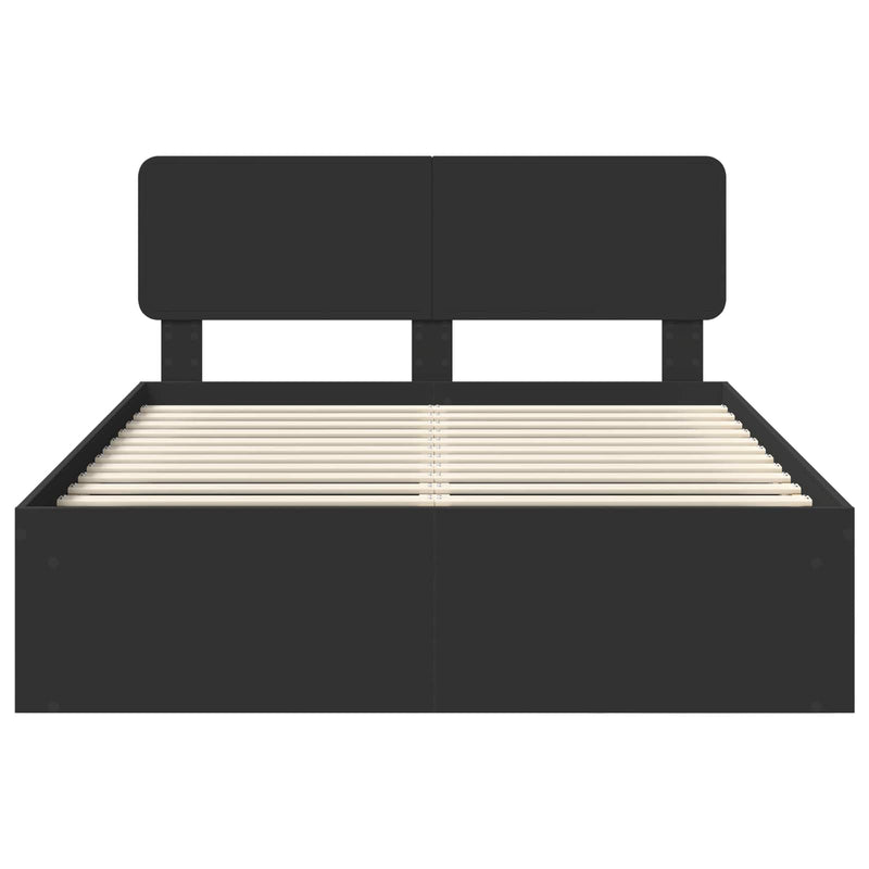 vidaXL Ágykeret fejtámlával Fekete 160 x 200 cm Tömör fenyőfa