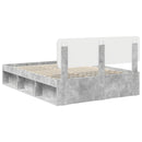 vidaXL Ágykeret fejtámlával Beton Szürke 150 x 200 cm Tömör fenyőfa