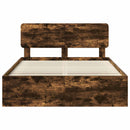 vidaXL Ágykeret fejtámlával Füstölt tölgy 150 x 200 cm Tömör fenyőfa