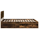 vidaXL Ágykeret fejtámlával Füstölt tölgy 150 x 200 cm Tömör fenyőfa