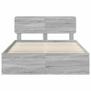 vidaXL Ágykeret fejtámlával Szürke Sonoma 150 x 200 cm Tömör fenyőfa