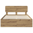 vidaXL Ágykeret fejtámlával Művészi tölgy 150 x 200 cm Tömör fenyőfa