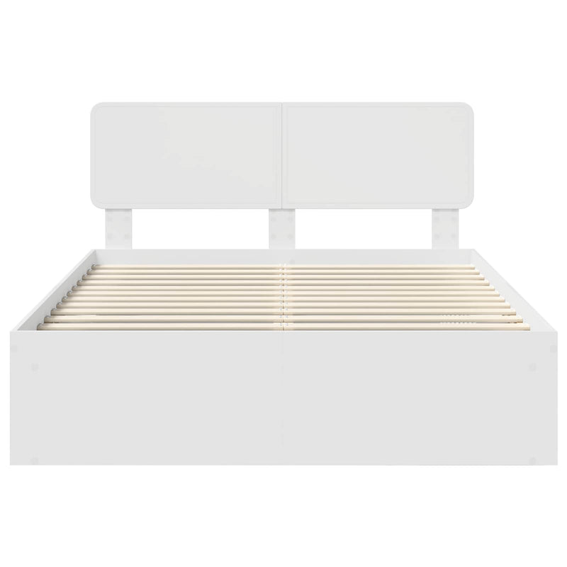 vidaXL Ágykeret fejtámlával Fehér 140 x 200 cm Tömör fenyőfa
