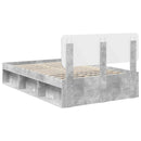 vidaXL Ágykeret fejtámlával Beton Szürke 135 x 190 cm Tömör fenyőfa
