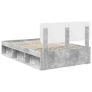 vidaXL Ágykeret fejtámlával Beton Szürke 135 x 190 cm Tömör fenyőfa