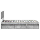 vidaXL Ágykeret fejtámlával Beton Szürke 135 x 190 cm Tömör fenyőfa