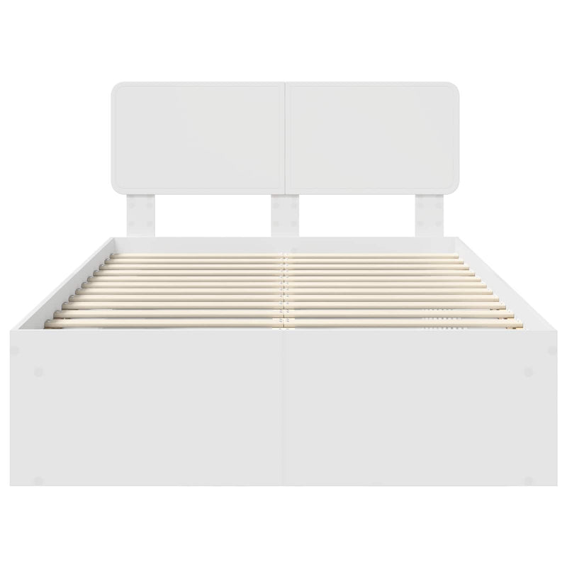 vidaXL Ágykeret fejtámlával Fehér 120 x 200 cm Tömör fenyőfa