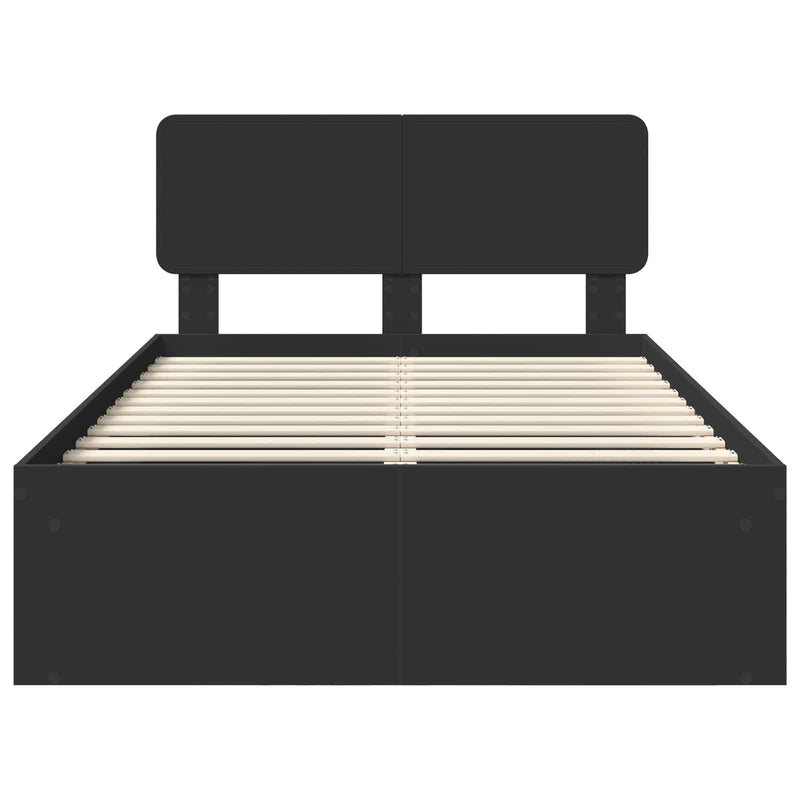 vidaXL Ágykeret fejtámlával Fekete 120 x 200 cm Tömör fenyőfa