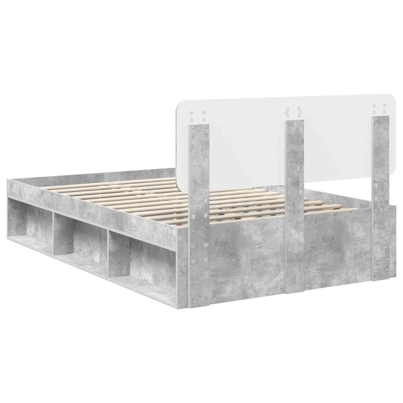 vidaXL Ágykeret fejtámlával Beton 120 x 200 cm Tömör fenyőfa