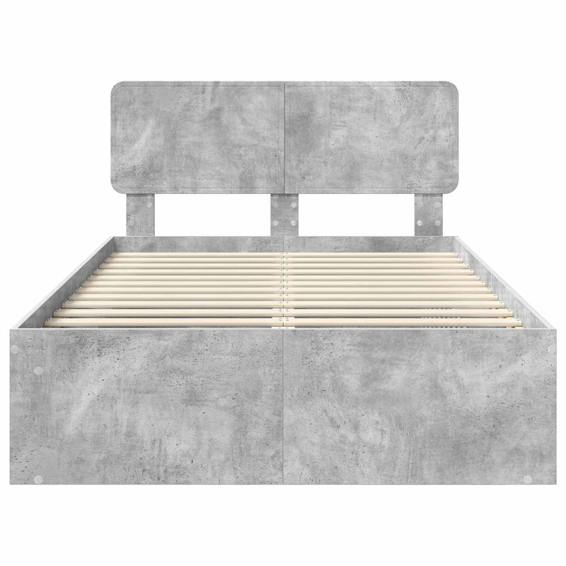 vidaXL Ágykeret fejtámlával Beton 120 x 200 cm Tömör fenyőfa