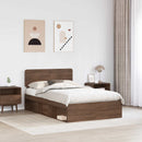vidaXL Ágykeret fejtámlával Barna Tölgy 120 x 190 cm Tömör fenyőfa