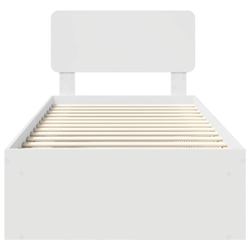 vidaXL Ágykeret fejtámlával Fehér 100 x 200 cm Tömör fenyőfa