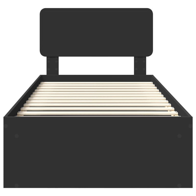 vidaXL Ágykeret fejtámlával Fekete 100 x 200 cm Tömör fenyőfa