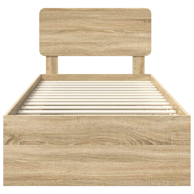 vidaXL Ágykeret fejtámlával Sonoma 90 x 190 cm Tömör fenyőfa