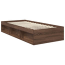 vidaXL Ágykeret fejtámlával Barna Tölgy 90 x 190 cm Tömör fenyőfa