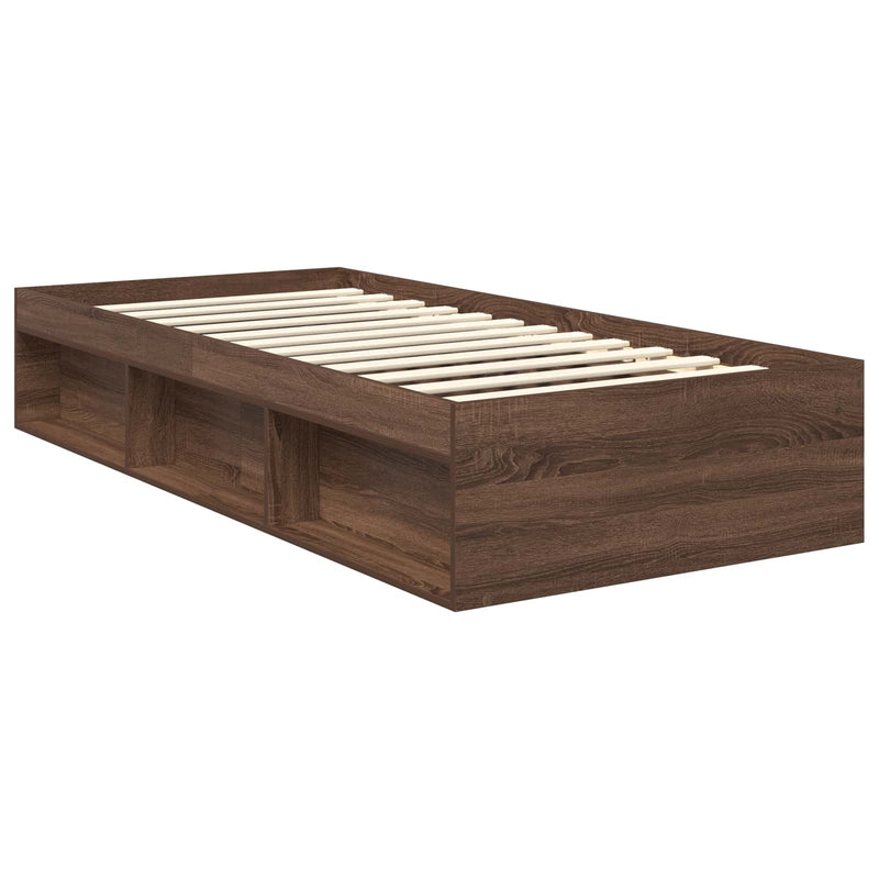 vidaXL Ágykeret fejtámlával Barna Tölgy 90 x 190 cm Tömör fenyőfa