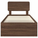 vidaXL Ágykeret fejtámlával Barna Tölgy 90 x 190 cm Tömör fenyőfa