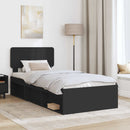 vidaXL Ágykeret fejtámlával Fekete 75 x 190 cm Tömör fenyőfa