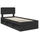 vidaXL Ágykeret fejtámlával Fekete 75 x 190 cm Tömör fenyőfa