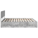 vidaXL Ágykeret fiókkal tárolóval Beton Szürke 200 x 200 cm Mérnöki fa