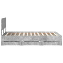 vidaXL Ágykeret fiókkal tárolóval Beton Szürke 135 x 190 cm Mérnöki fa