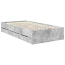 vidaXL Ágykeret fiókkal tárolóval Beton Szürke 90 x 190 cm Mérnöki fa