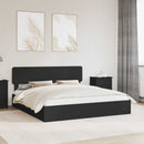 vidaXL Tárolós Ágy fejtámlával fiókkal Fekete 200 x 200 cm Faanyag
