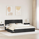 vidaXL Tárolós Ágy fejtámlával fiókkal Fekete 200 x 200 cm Faanyag