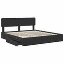 vidaXL Tárolós Ágy fejtámlával fiókkal Fekete 200 x 200 cm Faanyag
