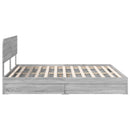 vidaXL Tárolós Ágy fejtámlával Szürke Sonoma 200 x 200 cm Faanyag