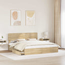 vidaXL Tárolós Ágy fejtámlával Sonoma tölgy 180 x 200 cm Faanyag
