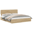 vidaXL Tárolós Ágy fejtámlával Sonoma tölgy 180 x 200 cm Faanyag