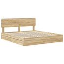 vidaXL Tárolós Ágy fejtámlával Sonoma tölgy 180 x 200 cm Faanyag