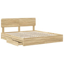 vidaXL Tárolós Ágy fejtámlával Sonoma tölgy 180 x 200 cm Faanyag