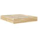 vidaXL Tárolós Ágy fejtámlával Sonoma tölgy 180 x 200 cm Faanyag