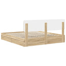 vidaXL Tárolós Ágy fejtámlával Sonoma tölgy 180 x 200 cm Faanyag