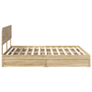 vidaXL Tárolós Ágy fejtámlával Sonoma tölgy 180 x 200 cm Faanyag