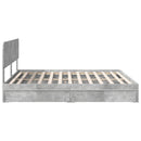 vidaXL Tárolós Ágy fiókkal Beton Szürke 180 x 200 cm Szerelt Fa
